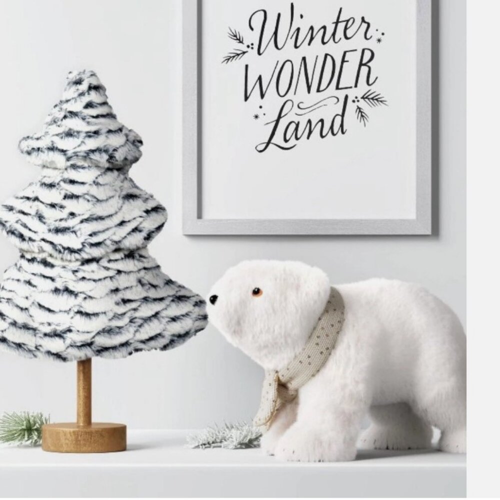 🆕🌟 Wondershop 13.5" Faux Fur Christmas Tree Sculpture - Gray🌟